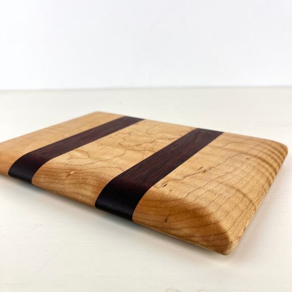 Small Bar Cutting Board Cherry with Walnut Strips - Picture 2 of 6